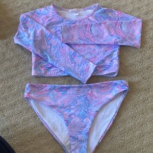Cropped rash guard bikini